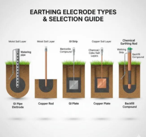 GI earthing strips installation diagram